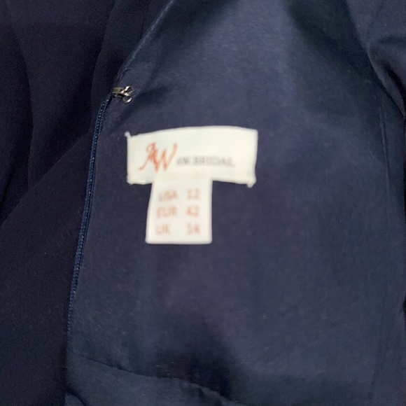 AW. BRIDAL navi blue v neck and v back size 12 formal flowy lightweight dress - Picture 9 of 11